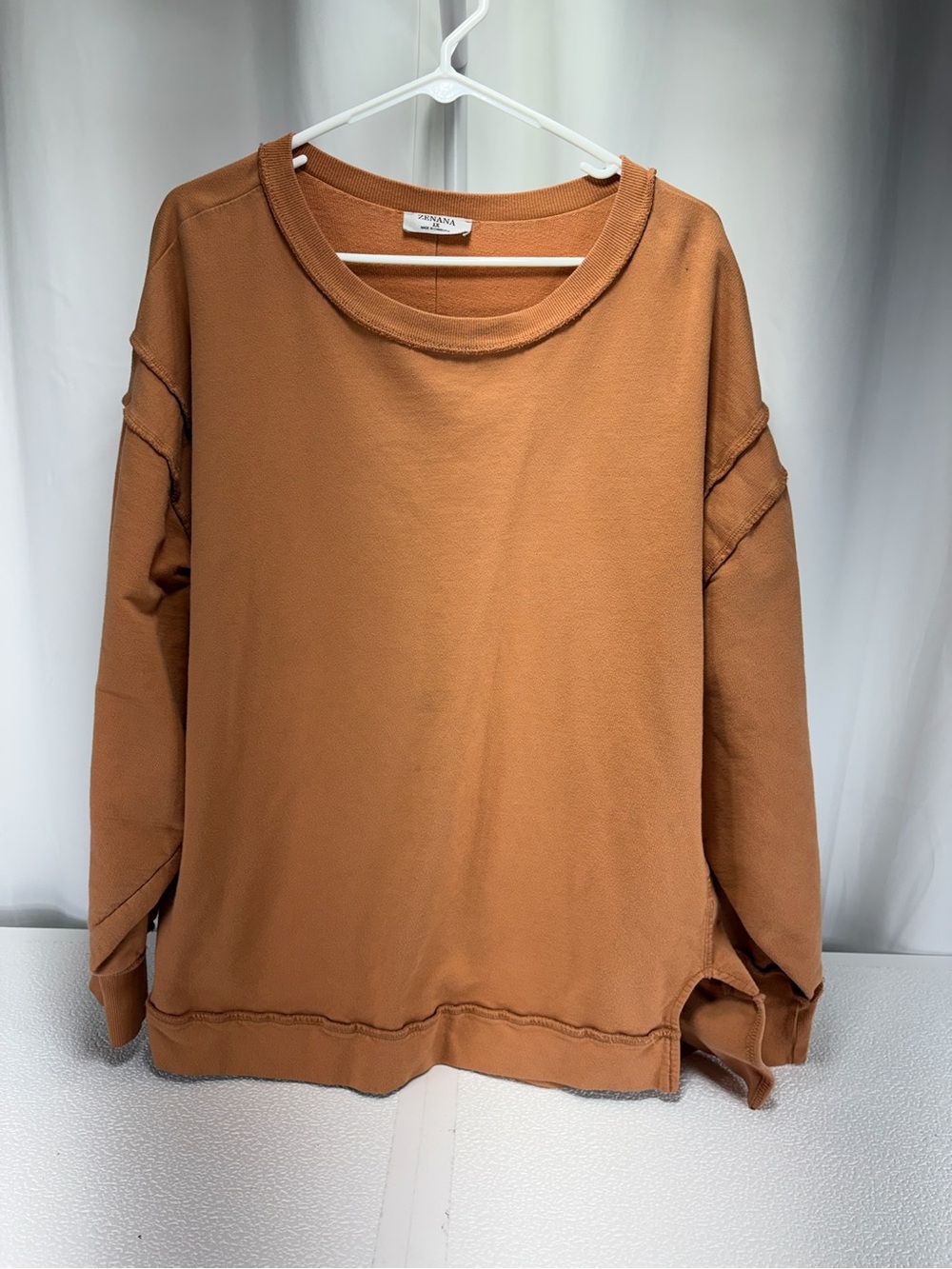 Zenana Outfitters Oversized Crewneck Sweatshirt in Rust 4673
